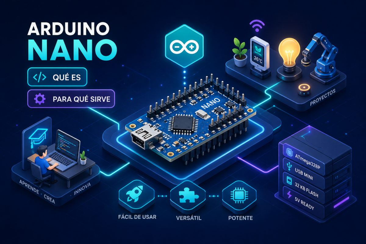 Arduino Nano sobre breadboard con componentes