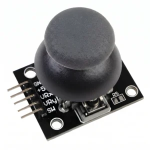 Módulo Joystick analógico KY-023 mostrando los pines de conexión GND, 5V, VRx, VRy y SW para Arduino.
