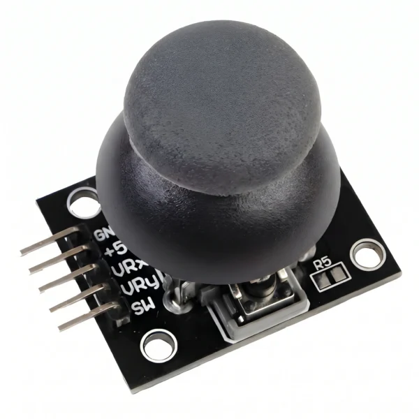 Módulo joystick analógico KY-023 con pines GND, 5V, VRx, VRy y SW para Arduino.