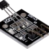 Módulo sensor magnético de efecto Hall KY-003 color negro mostrando el circuito impreso y sus tres pines de conexión para microcontroladores.