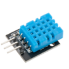 Módulo sensor digital de temperatura y humedad DHT11 de color azul con 3 pines de conexión para placas Arduino.