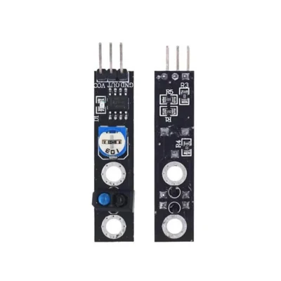 Módulo sensor infrarrojo seguidor de línea KY-033 con chip TCRT5000 y potenciómetro para proyectos con Arduino.